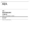 AQA AS Level PSYCHOLOGY Paper 2 Psychology in context June 2022 Mark Scheme