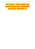 ATI TEAS 7 TEST BANK 350 QUESTIONS AND ANSWERS 2022/2023 GRADED A+