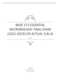 BIOD 171 ESSENTIAL MICROBIOLOGY FINAL EXAM (2022-2023) (39 ACTUAL Q & A).pdf