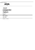 AQA A level CHEMISTRY Paper 3 JUNE 2022 Question Paper and Mark Scheme Bundle