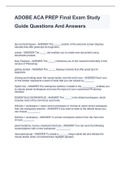 ADOBE ACA PREP Final Exam Study Guide Questions And Answers