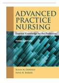 TEST BANK FOR ADVANCED PRACTICE NURSING ESSENTIALS KNOWLEDGE FOR THE PROFFESSION 3RD EDITION BY DENISCO ALL CHAPTERS COMPLETE GUIDE VERIFIED AND RATED A+.