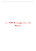ATI TEAS Reading Questions with Answers