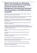 DECA Test Terms(From; Marketing, Sports and entertainment marketing, Customer Service, Business Management, Business law, Business Communications, and DECA practice tests)2023