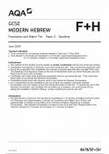 2024 AQA GCSE MODERN HEBREW PAPER 2 (8678/SH+SF: Speaking Foundation and Higher Tier)