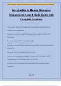 Introduction to Human Resources Management Exam I Study Guide with Complete Solutions