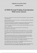 ACTION Personal Training. Exam Questions With Correct Answers