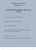 ACA Final Exam Questions And Correct Answers