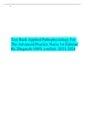 Test Bank Applied Pathophysiology For The Advanced Practice Nurse 1st Edition By Dlugasch-100% verified -2023-2024