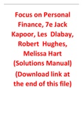 Focus on Personal Finance 7th Edition By Jack Kapoor, Les  Dlabay, Robert  Hughes, Melissa Hart (Solutions Manual)