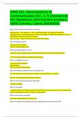 CDIS 421: Neuroscience of Communication (Ch. 1-7) (Answered) 191 Questions And Correct Answers, 100% Correct, Latest 2024/2025.