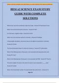 HESI A2 SCIENCE EXAM STUDY GUIDE WITH COMPLETE SOLUTIONS