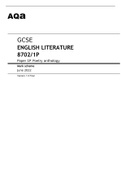 AqA GCSE ENGLISH LITERATURE (8702/1P) Paper 1P -Poetry anthology June 2022  Mark scheme Version: 1.0 Final