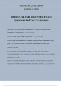 RHODE ISLAND ADJUSTER EXAM Questions And Correct Answers