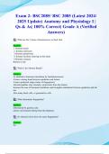 Exam 2: BSC2085/ BSC 2085 (Latest 2024/ 2025 Update) Anatomy and Physiology I | Qs & As| 100% Correct| Grade A (Verified Answers)