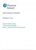 Pearson Edexcel GCE In Economics B (9EB0) Paper 1 Markets and how they work mark scheme June 2024