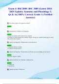 Exam 4: BSC2085/ BSC 2085 (Latest 2024/ 2025 Update) Anatomy and Physiology I | Qs & As| 100% Correct| Grade A (Verified Answers)