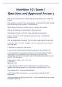 Nutrition 101 Exam 1 Questions and Approved Answers- Latest 2023/2024