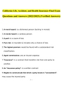 California Life, Accident, and Health Insurance Final Exam Questions and Answers (2022/2023) (Verified Answers)