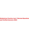 Esthetician Practice test 1 Revised Questions and Verified Answers 2023.