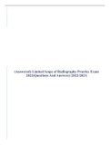 (Answered) Limited Scope of Radiography Practice Exam 2022(Questions And Answers) |2022/2023|