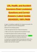 Life, Health, and Accident Insurance Exam Louisiana | Questions and Correct Answers | Latest Update 2024/2025 | 100% PASS