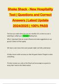 Shake Shack - New Hospitality Test | Questions and Correct Answers | Latest Update 2024/2025 | 100% PASS