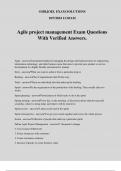 Agile project management Exam Questions With Verified Answers.