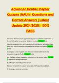 Advanced Scuba Chapter Quizzes (NAUI) | Questions and Correct Answers | Latest Update 2024/2025 | 100% PASS