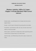 Business Analytics, Jeffrey D. Camm - Chapter 1-4 Exam Questions With Correct Answers