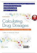 TEST BANK For Calculating Drug Dosages A Patient-Safe Approach to Nursing and Math 2nd Edition by Castillo, Verified Chapters 1 - 22, Complete Newest Version