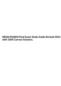 NR566 PHARM Final Exam Study Guide Revised 2023 with 100% Correct Answers.