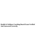 Health & Wellness Coaching Board Exam Verified And Answered Correctly.
