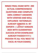 NR602 FINAL EXAM WITH  200 ACTUAL COMPREHENSIVE  QUESTIONS AND COMPLETE 100% CORRECT ANSWERS WITH VERIFIED AND WELL EXPLAINED  RATIONALES   ALREADY GRADED A+ BY EXPERTS  | LATEST VERSION 2024 WITH GUARANTEED SUCCESS AFTER DOWNLOAD  ALREADY PASSED!!!!!!! (