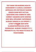 TEST BANK FOR NURSING HEALTH ASSESSMENT A CLINICAL JUDGMENT APPROACH 4TH EDITION BY SHARON JENSEN EXAM WITH ACTUAL  QUESTIONS AND COMPLETE 100% CORRECT ANSWERS WITH VERIFIED AND WELL EXPLAINED  RATIONALES   ALREADY GRADED A+ BY EXPERTS  | LATEST VERSION 2