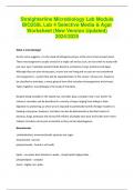 Straighterline Microbiology Lab Module BIO250L Lab 4 Selective Media & Agar Worksheet (New Version Updated) 2024/2025