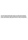 ATI NUTRIATION RETAKE EXAM QUESTIONS AND ANSWERS (300 QUESTIONS AND ANSWERS).