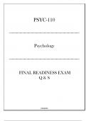 (PSYC-110) Final Readiness Exam Q & S - Psychology