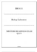 (BIO111) Midterm Readiness Exam Q & S - Biology Laboratory