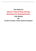 Test Bank For Abrams’ Clinical Drug Therapy  Rationales for Nursing Practice  12th Edition By Geralyn Frandsen, Sandra Smith Pennington