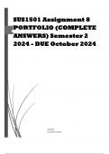 SUS1501 Assignment 8 PORTFOLIO (COMPLETE ANSWERS) Semester 2 2024 - DUE October 2024