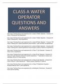 CLASS A WATER OPERATOR QUESTIONS AND ANSWERS