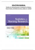 Solution Manual for Statistics for Nursing Research A Workbook for EvidenceBased Practice, 3rd Edition By Grove, Cipher A+ Verified, ISBN: 978-0323654111