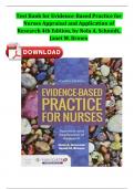 Test bank for Evidence-Based Practice for Nurses: Appraisal and Application of Research 4th Edition, by Nola A. Schmidt, Janet M. Brown Fully Covered A+ Guide 2024 ISBN:9781284122909 Newest Version