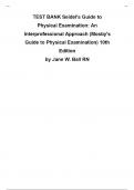 Test Bank For Seidel's Guide to Physical Examination An Interprofessional Approach 10th Edition By Jane W. Ball, Joyce E. Dains, John A. Flynn, Barry S Solomon, Rosalyn W Stewart Course Nursing Institution Book Seidel's Guide to Phys