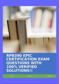 RPB390 EPIC CERTIFICATION EXAM QUESTIONS WITH 100% VERIFIED SOLUTIONS!!