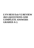 LVN HESI Exit V2 REVIEW 2021 (QUESTIONS AND COMPLETE ANSWERS GRADED A+)
