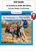 Test Bank for An Invitation to Health 20th Edition by Tunks, ISBN: 9780357728345, All 20 Chapters Covered, Verified Latest Edition