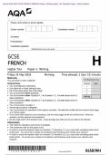  Actual 2024 AQA GCSE FRENCH 8658/WH Paper 4 Writing Higher Tier Question Paper + Mark Scheme