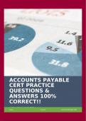 ACCOUNTS PAYABLE CERT PRACTICE QUESTIONS & ANSWERS 100% CORRECT!!